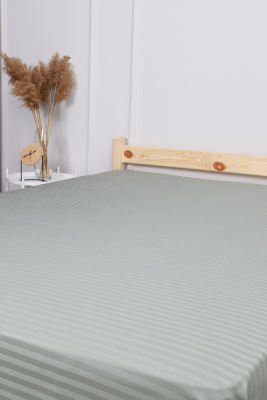 Простыня на резинке из страйп-сатина Комфорт фисташковый